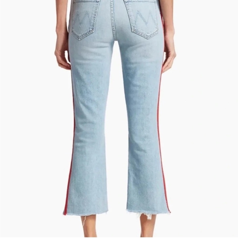 MOTHER Womens The Insider Crop Step Fray Thanks Again Racer Stripe Jeans Sz 31 - Picture 2 of 8